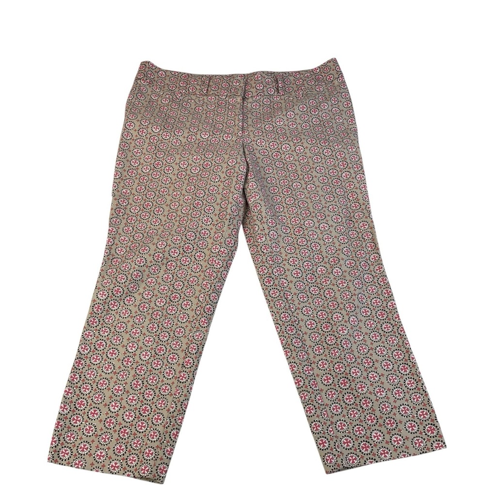 Ann Taylor LOFT‎ Women's 14 Beige Multi-Print Dress Pants Cropped Riviera